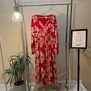 Free Press size Large maxi long sleeves red dress made in the USA